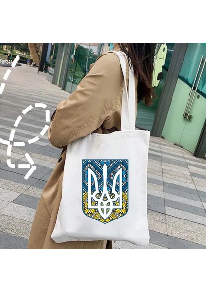 No.68 Stili 35X40CM Kiev Ukrayna Bayrağı Haritası Ukrayna Tryzub Ayçiçeği Aşk Kalp Kelebek Kadın Shopper Harajuku Tote Alışveriş Çantası Omuz Çanta (Yurt Dışından)