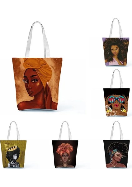 No.23 Stili 23-27CM Retro Siyah Afrika Kız Omuz Çantası Tasarımcı Yıldızlı Gökyüzü Yağlıboya Çanta Büyük Kapasiteli Eko Yeniden Kullanılabilir Kadın Rahat Tote (Yurt Dışından) fiyatları