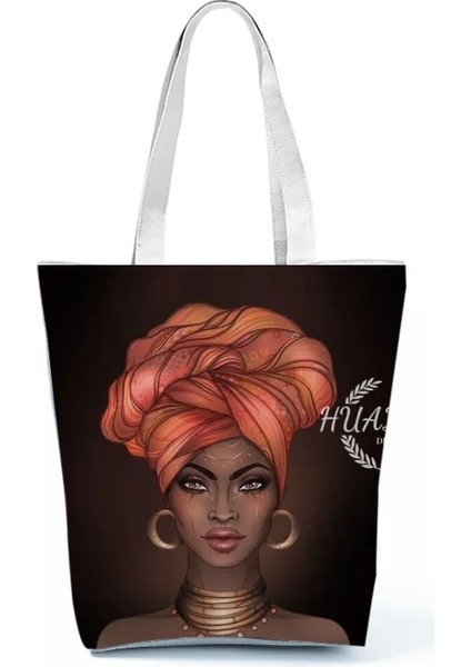 No.23 Stili 23-27CM Retro Siyah Afrika Kız Omuz Çantası Tasarımcı Yıldızlı Gökyüzü Yağlıboya Çanta Büyük Kapasiteli Eko Yeniden Kullanılabilir Kadın Rahat Tote (Yurt Dışından) fırsatları