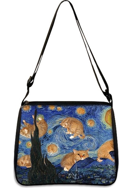 YXBFGSLS11 Tarzı 20CMX24CM Van Gogh Yıldızlı Gökyüzü Çanta Bayanlar Sanat Yağlıboya Ayçiçeği Moda Omuz Çantası Koltuk Altı Çantası Kız Alışveriş Seyahat Çantası (Yurt Dışından)