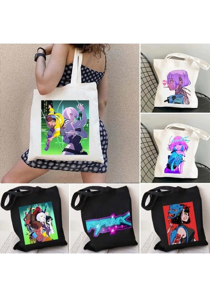 B128 Tarzı 35X40CM Cyberpunk Edgerunner Lucy David Faraday Valerie Manga Japonya Kız Sevimli Erkek Kadın Alışveriş Çantası Kanvas Omuz Kadın Çanta (Yurt Dışından) fiyatları