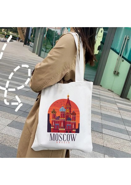 No.20 Tarzı 35X40CM Moskova Hamburg Istanbul Havana Rijeka Zagreb Medellin Köln Frankfurt Kadın Shopper Messenger Omuz Kanvas El Çantası Tote (Yurt Dışından)