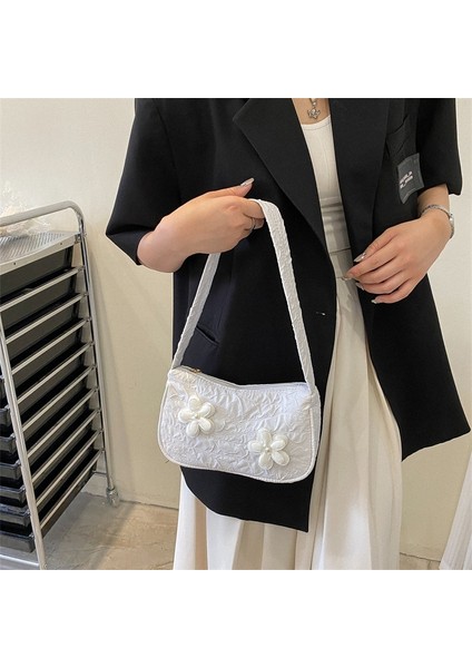 Siyah Stil 22X8X13CM Çiçek Rahat Tote Çanta Zarif Kadın Koltukaltı Çanta Bayanlar Moda Omuz Çanta Lolita Çiçek Pileli Çanta Tasarım Çanta (Yurt Dışından) modelleri
