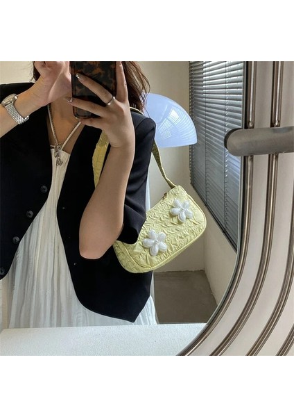 Siyah Stil 22X8X13CM Çiçek Rahat Tote Çanta Zarif Kadın Koltukaltı Çanta Bayanlar Moda Omuz Çanta Lolita Çiçek Pileli Çanta Tasarım Çanta (Yurt Dışından) fırsatları