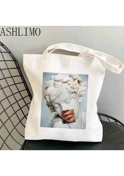 G329 Stili David Michelangelo Yağlıboya Estetik Anime Alışveriş Çantası Çanta Tote Çanta Kadın Harajuku Alışveriş Omuz Çantaları Kanvas Çanta (Yurt Dışından) indirimleri