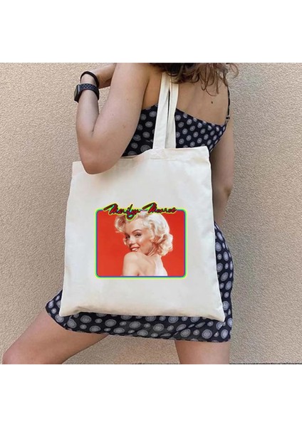B20 Tarzı 35X40CM Pop Andy Warhol Marilyn Monroe Portre Suluboya Kadın Kanvas Omuz Çantası Büyük Kapasiteli Pamuk Alışveriş Plaj Çantası (Yurt Dışından) modelleri