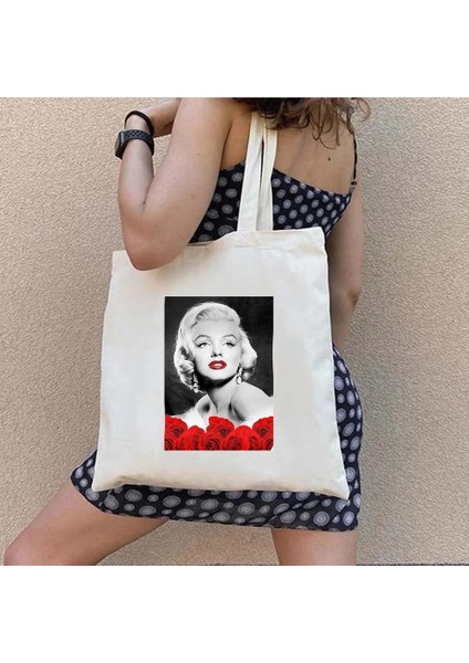 B20 Tarzı 35X40CM Pop Andy Warhol Marilyn Monroe Portre Suluboya Kadın Kanvas Omuz Çantası Büyük Kapasiteli Pamuk Alışveriş Plaj Çantası (Yurt Dışından) indirimleri
