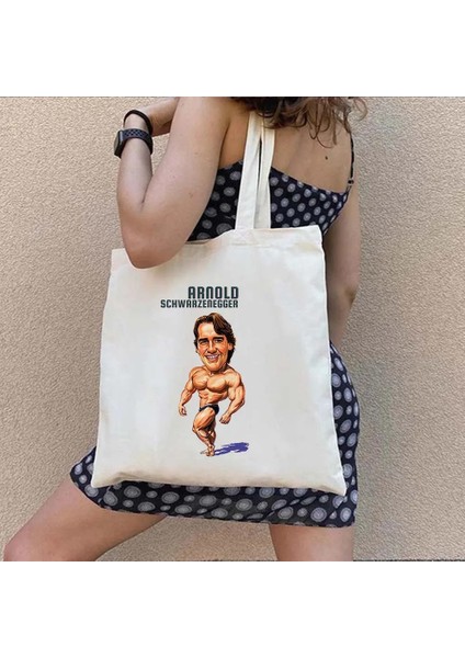 G Tarzı 35X40CM Vintage Retro Arnold Schwarzenegger Terminator Boyama Erkek Komik John Matrix Omuz Alışveriş Kanvas Tote Çanta Shopper Çanta (Yurt Dışından)