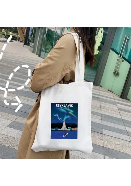 No.77 Tarzı 35X40CM Kiev Ukrayna Milan Rio De Janeiro San Diego Santorini Yunanistan Sidney Tokyo Kadın Kanvas Omuz Pamuk Tote Çanta Alışveriş Çantası (Yurt Dışından)