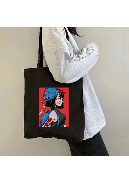 B121 Tarzı 35X40CM Cyberpunk Edgerunner Lucy David Faraday Valerie Manga Japonya Kız Sevimli Erkek Kadın Alışveriş Çantası Kanvas Omuz Kadın Çanta (Yurt Dışından)