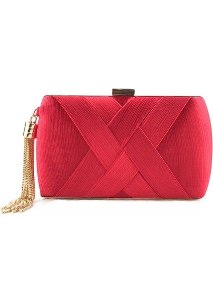 Kırmızı Stil Yeni Cüzdan Şık Çok Renkli Akşam Yemeği Çantası Akşam Lüks Kadın Gelin Parti Balo Altın Püskül Düğün Debriyaj Çanta Ipek Çanta (Yurt Dışından)