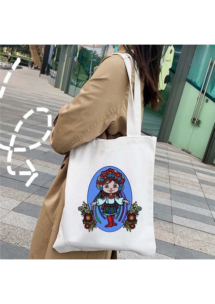 No.59 Stili 35X40CM Kiev Ukrayna Bayrağı Haritası Ukrayna Tryzub Ayçiçeği Aşk Kalp Kelebek Kadın Shopper Harajuku Tote Alışveriş Çantası Omuz Çanta (Yurt Dışından)