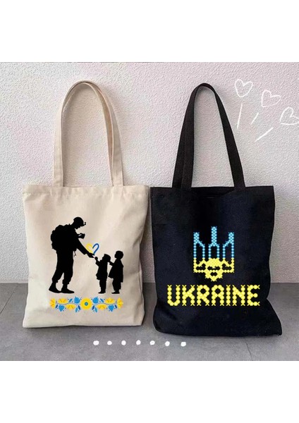 No.59 Stili 35X40CM Kiev Ukrayna Bayrağı Haritası Ukrayna Tryzub Ayçiçeği Aşk Kalp Kelebek Kadın Shopper Harajuku Tote Alışveriş Çantası Omuz Çanta (Yurt Dışından) modelleri