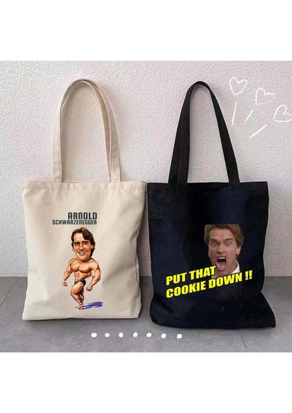 L Tarzı 35X40CM Vintage Retro Arnold Schwarzenegger Terminator Boyama Erkek Komik John Matrix Omuz Alışveriş Kanvas Tote Çanta Shopper Çanta (Yurt Dışından) modelleri