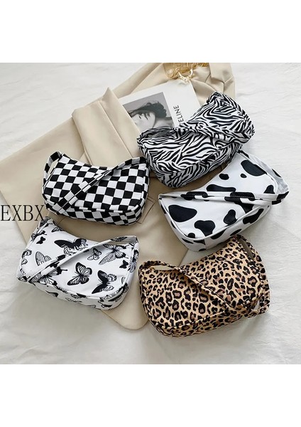 Inek Stili 2022 Hayvan Desen Baskı Naylon Omuz Çantası Rahat Kadın Çanta Kelebek Leopar Zebra Inek Baskı Kadın Bayanlar Koltukaltı Çanta (Yurt Dışından) fiyatları