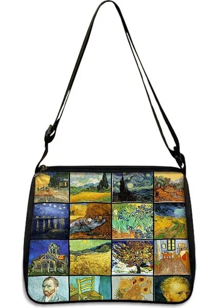 YXBSJMHS19 Tarzı 20CMX24CM Van Gogh Yıldızlı Gökyüzü Çanta Bayanlar Sanat Yağlıboya Ayçiçeği Moda Omuz Çantası Koltuk Altı Çantası Kız Alışveriş Seyahat Çantası (Yurt Dışından)