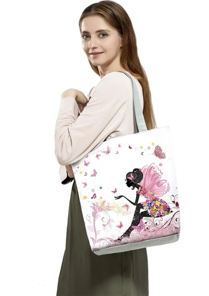 HL0690 Tarzı Kız Baskı Eko Yeniden Kullanılabilir Alışveriş Çantaları Kadın Büyük Tote Çanta Özel Desen Omuz Çantası ile Yeni Moda Çanta (Yurt Dışından) fırsatları