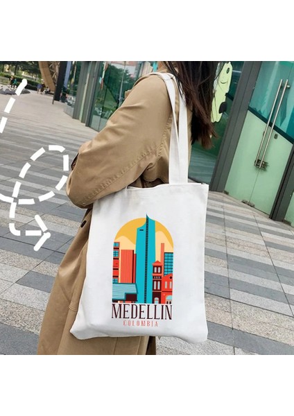 No.25 Tarzı 35X40CM Moskova Hamburg Istanbul Havana Rijeka Zagreb Medellin Köln Frankfurt Kadın Shopper Messenger Omuz Kanvas El Çantası Tote (Yurt Dışından)