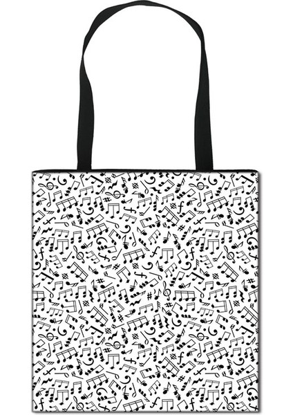 STDMUSICPCW23 Tarzı 39CMX39CM Piyano Müzik Notu Baskı Tote Çanta Moda Kadın Çanta Kız Omuz Saklama Torbaları Seyahat Bayanlar Için Büyük Kapasiteli Alışveriş Çantası (Yurt Dışından)