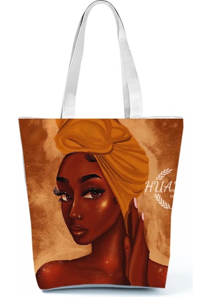 No.1 Stili 35-40CM Retro Siyah Afrika Kız Omuz Çantası Tasarımcı Yıldızlı Gökyüzü Yağlıboya Çanta Büyük Kapasiteli Eko Yeniden Kullanılabilir Kadın Rahat Tote (Yurt Dışından)