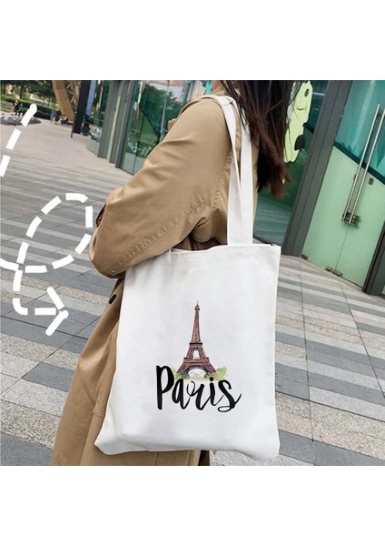 W162 Tarzı 35X40CM New York Amsterdam Tac Mahal Moskova Paris Milan Mektup Baskı Şehir Kadın Kanvas Omuz Tote Çanta Pamuk Eko Alışveriş Çantaları (Yurt Dışından) indirimleri