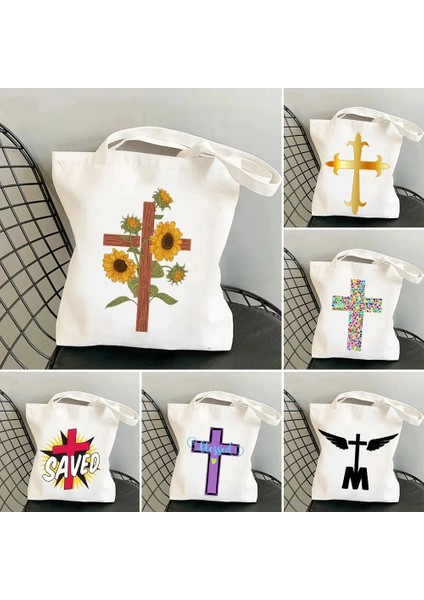 W204 Tarzı 35X40CM Isa Mesih Çapraz Tanrı Din Hıristiyan Ayçiçeği Christus Haç Kadın Kanvas Tote Çanta Omuz Shopper Kadın Çanta (Yurt Dışından) fiyatları