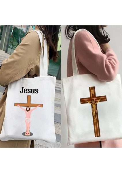 W204 Tarzı 35X40CM Isa Mesih Çapraz Tanrı Din Hıristiyan Ayçiçeği Christus Haç Kadın Kanvas Tote Çanta Omuz Shopper Kadın Çanta (Yurt Dışından) fırsatları