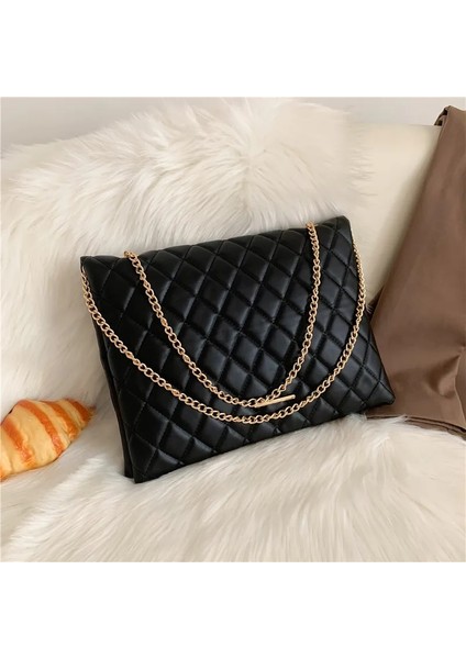 Siyah Stil 33X25X3CM Yeni Bahar Omuz Çantası Moda Ekose Pu Deri Crossbody Çanta Kadınlar Için Büyük Zarf Çanta ve Çantalar (Yurt Dışından) fiyatları