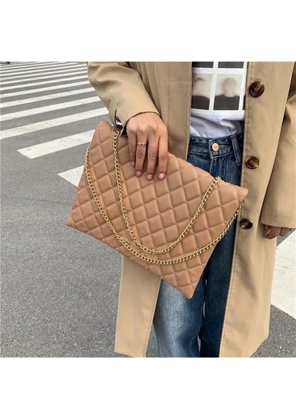 Siyah Stil 33X25X3CM Yeni Bahar Omuz Çantası Moda Ekose Pu Deri Crossbody Çanta Kadınlar Için Büyük Zarf Çanta ve Çantalar (Yurt Dışından) modelleri