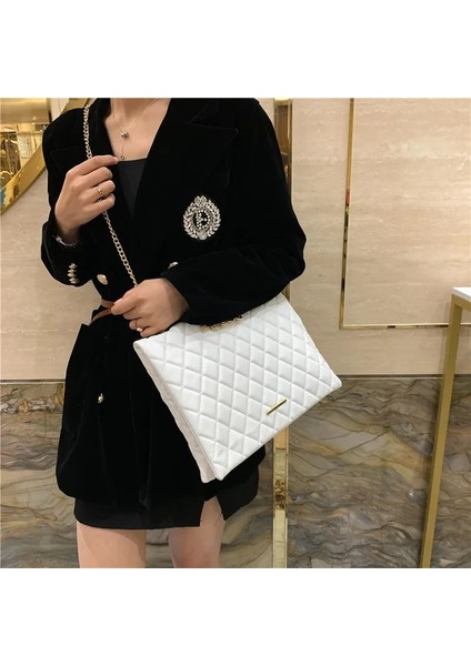 Siyah Stil 33X25X3CM Yeni Bahar Omuz Çantası Moda Ekose Pu Deri Crossbody Çanta Kadınlar Için Büyük Zarf Çanta ve Çantalar (Yurt Dışından) indirimleri