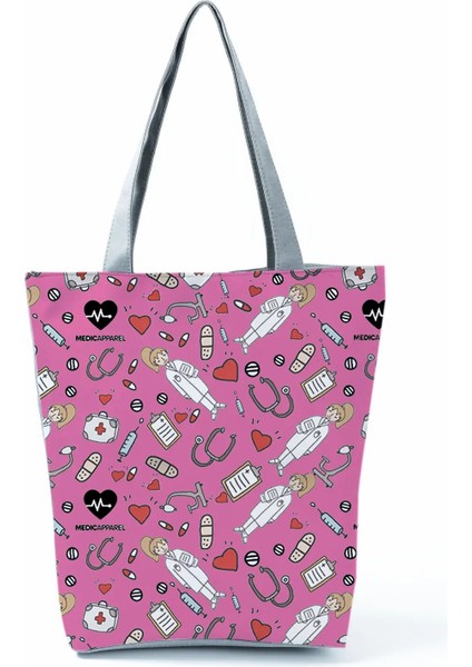 HL2326 Tarzı Özelleştirilmiş Karikatür Diş Hekimi Hemşire Baskı Tote Moda Kadın Tasarımcı Çantaları Eko Yeniden Kullanılabilir Alışveriş Çantası Bakkaliye Için Omuzdan Askili Çanta (Yurt Dışından)