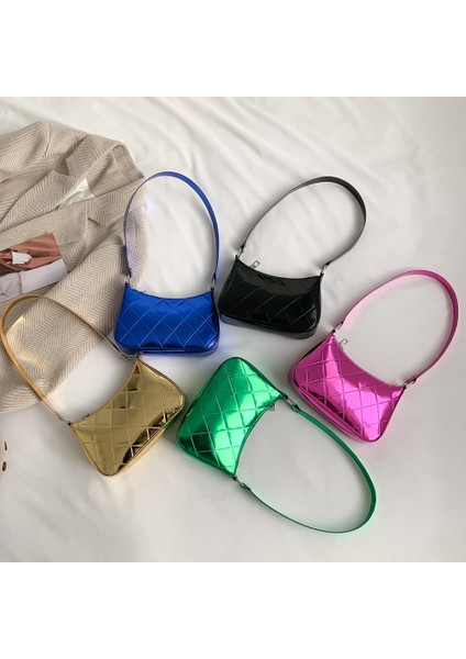 Siyah Stil 2023 Lüks Kadın Parlak Eşkenar Dörtgen Kapitone Deri Parti Tote Tasarımcı Trendy Altın Omuz Çantası Crossbody Çanta Çanta ve Çantalar (Yurt Dışından)