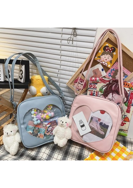 Mavi Stil 21X21X6CM 2021 Aşk Itabag Şeffaf Crossbody Kadınlar Için Pu Kare Çanta Kawaii Lolita Omuzdan Askili Çanta Kız Japon Ita Çanta Kolye (Yurt Dışından) fiyatları
