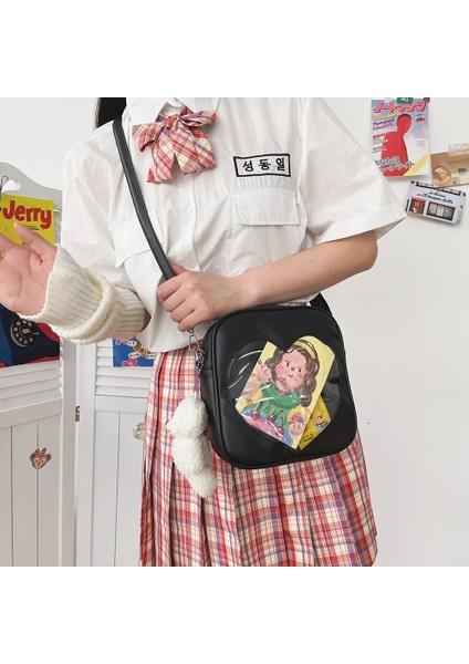 Mavi Stil 21X21X6CM 2021 Aşk Itabag Şeffaf Crossbody Kadınlar Için Pu Kare Çanta Kawaii Lolita Omuzdan Askili Çanta Kız Japon Ita Çanta Kolye (Yurt Dışından) fırsatları
