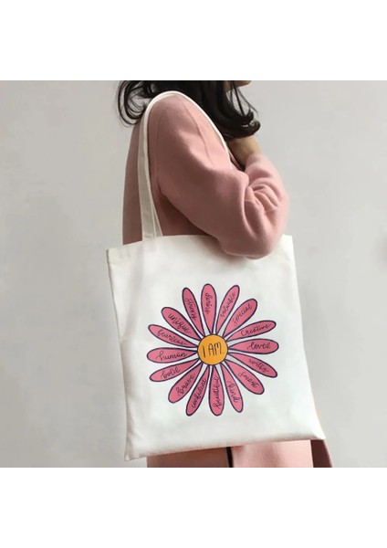 W36 Tarzı 35X40CM Mutlu Papatya Çiçek Retro Vintage Hippi Bahçe Stay Groovy Kadın Kanvas Omuz Pamuk Tote Çanta Shopper Alışveriş Çantası (Yurt Dışından) indirimleri