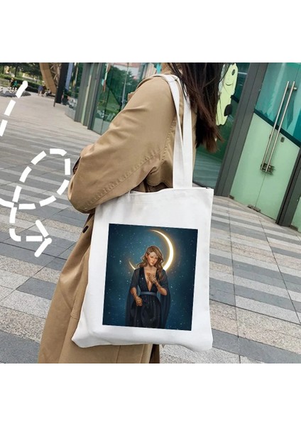 A190 Tarzı 35X40CM Sis ve Öfke Mahkemesi Dikenler ve Güller Yıldız Karikatür Kadın Kanvas Çanta Shopper Pamuk Çanta Tote Omuz Eko Alışveriş Çantaları (Yurt Dışından)