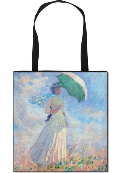 No.6 Stili 40X25CM Vintage Boyama Nilüfer Lotus Baskı Tote Çanta Monet Kadın Çanta Bayanlar Tuval Seyahat Omuz Çantası Taşınabilir Alışveriş Çantaları (Yurt Dışından) fiyatları