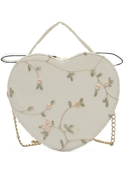 Beyaz-B Tarzı Kadın Omuz Çantaları Tasarımcı Çanta Kadın Moda Dantel Taze Çanta Crossbody Çanta Düz Renk Küçük Aşk Çanta Debriyaj (Yurt Dışından)