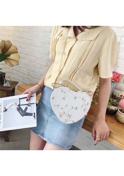 Beyaz-B Tarzı Kadın Omuz Çantaları Tasarımcı Çanta Kadın Moda Dantel Taze Çanta Crossbody Çanta Düz Renk Küçük Aşk Çanta Debriyaj (Yurt Dışından) modelleri