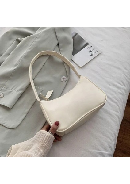 Beyaz Stil 22X8X14CM 2023 Yeni Yumuşak Pu Deri Kadın Çanta Mor Koltuk Altı Çantası Retro Düz Renk Bayan Moda Tasarımı Kızlar Küçük Omuz Çantaları (Yurt Dışından)