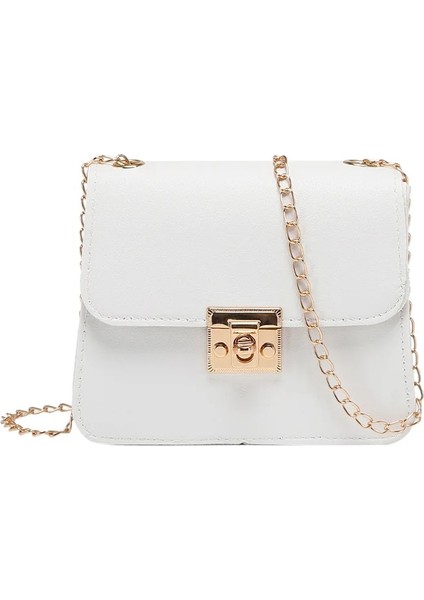 Wt Stili Moda Küçük Kadın Çanta Tüm Maç Zincir Omuz Çantası Düz Renk Dikiş Çanta Messenger Crossbody Çanta Pu Mini Debriyaj Çanta (Yurt Dışından)