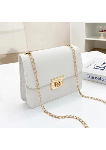 Wt Stili Moda Küçük Kadın Çanta Tüm Maç Zincir Omuz Çantası Düz Renk Dikiş Çanta Messenger Crossbody Çanta Pu Mini Debriyaj Çanta (Yurt Dışından)