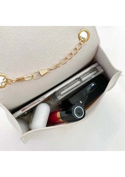 Wt Stili Moda Küçük Kadın Çanta Tüm Maç Zincir Omuz Çantası Düz Renk Dikiş Çanta Messenger Crossbody Çanta Pu Mini Debriyaj Çanta (Yurt Dışından)
