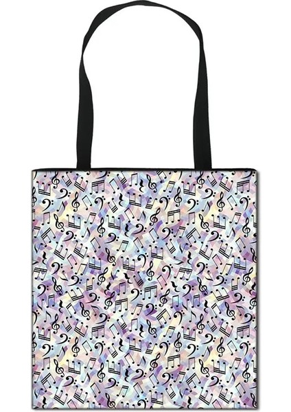STDMUSICPCW22 Tarzı 39CMX39CM Piyano Müzik Notu Baskı Tote Çanta Moda Kadın Çanta Kız Omuz Saklama Torbaları Seyahat Bayanlar Için Büyük Kapasiteli Alışveriş Çantası (Yurt Dışından)