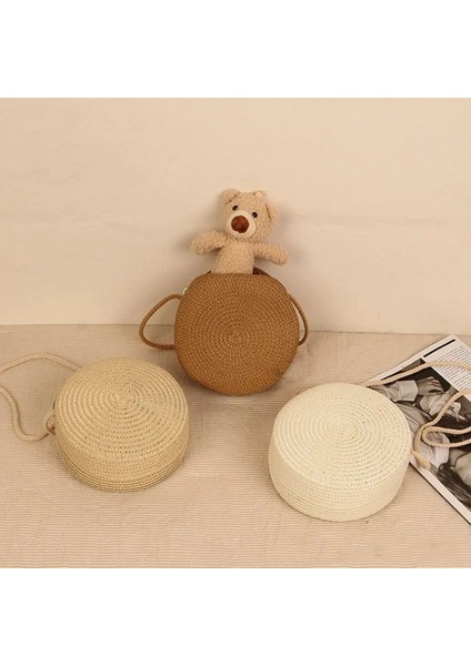 Mavi Stil Yuvarlak Hasır Çanta Kadın Dokuma Plaj Crossbody Çanta Bayanlar Için Sevimli Omuz Rattan El Yapımı Örme Şeker Renk Küçük Çanta (Yurt Dışından) fiyatları