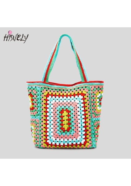 No.9 Stili Bohemian Tığ Kadın Omuz Çantaları Örgü Büyük Kapasiteli Tote Çanta Rahat Bayan Çanta Büyük Alışveriş Çantaları Yaz Plaj Çantaları (Yurt Dışından) modelleri