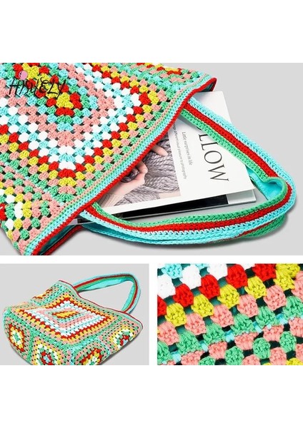 No.9 Stili Bohemian Tığ Kadın Omuz Çantaları Örgü Büyük Kapasiteli Tote Çanta Rahat Bayan Çanta Büyük Alışveriş Çantaları Yaz Plaj Çantaları (Yurt Dışından) indirimleri
