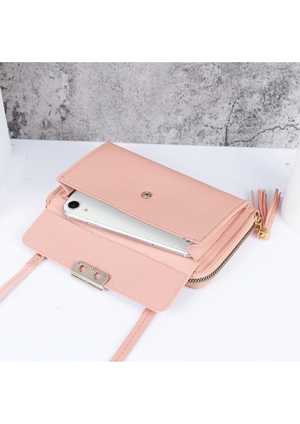 No.7 Tarzı Kadın Omuz Askısı Çantası Çok Fonksiyonlu Uzun Cüzdan Moda Püskül Çanta Çile Kart Sahibinin Bayanlar Küçük Crossbody Cep Telefonu Çantası (Yurt Dışından) modelleri