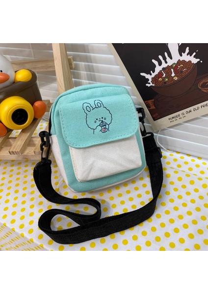 Haki Tarzı Moda Kadın Kanvas Patchwork Omuz Kızlar Cep Telefonu Çanta Rahat Bayanlar Mini Bozuk Para Cüzdanı Vintage Çanta Crossbody Çanta (Yurt Dışından)