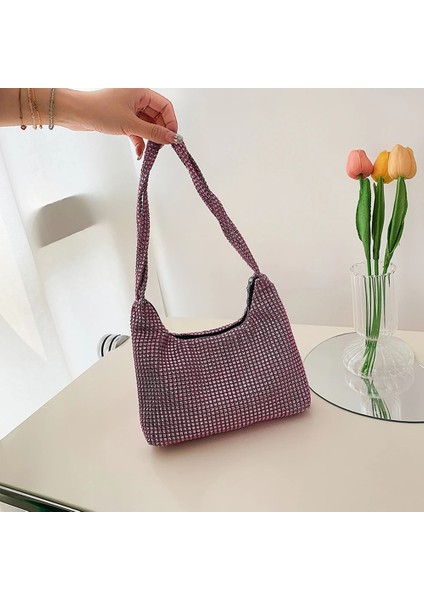 Pembe Tarzı Moda Rhinestones Akşam El Çantası Omuz Çantaları Kadın Parti Düğün Çantalar Çanta Tote Kadın Omuz Koltukaltı Çanta (Yurt Dışından)